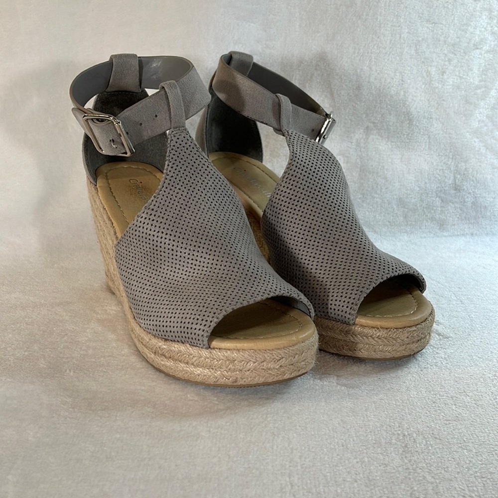 Gray wedge espadrilles from Buckle
